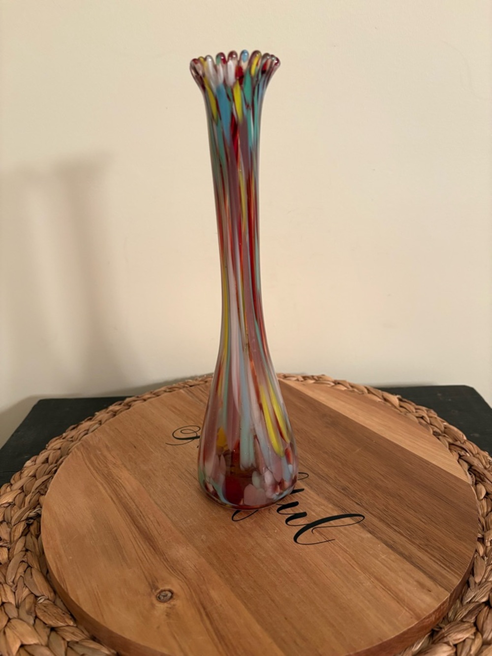 Multicolor Hand-Blown Bud Vase - Decorative Glass Accent